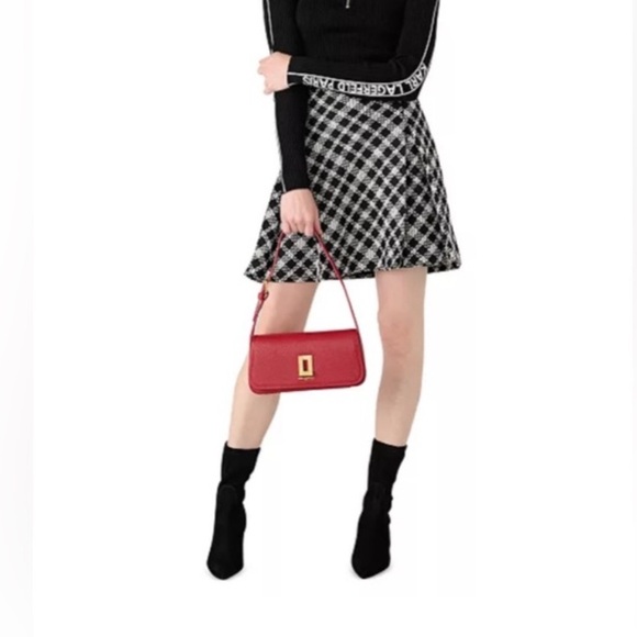 Karl Lagerfeld Handbags - Karl Lagerfeld Red Leather Shoulder Baguette with Gold Hardware
